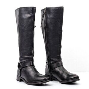 Diba Women Y2K Vintage Black Leather Riding Zip Equestrian Tall Boots size 6.5